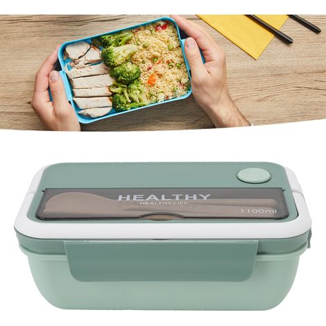 1100 ml Lunchbox im japanischen Stil, tragbare isolierte Lunchbox für Büroangestellte und Studenten, mit Trennwänden, mikrowellengeeignet, großes Fassungsvermögen, nordisch-grüne Farbe. (1/5)