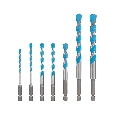 7x EXPERT HEX-9 Multi-Baubohrer-Set (für Beton, weiche Keramikfliesen, Ø 4-12 mm, professionelles Bohrzubehör) (1/5)