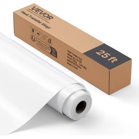 Rouleau Vinyle Thermocollant Blanc Brillant 30,48x726 cm, Flex Thermocollant Facile à Découper et à Désherber, Forte Adhérence, HTV Compatible avec Machine de Découpe, pour Divers Matériaux (1/5)