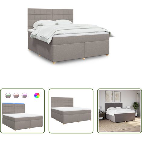 vidaXL LED-Beleuchtung -  Boxspringbett mit Matratze Taupe 180x200 cm Stoff (1/5)