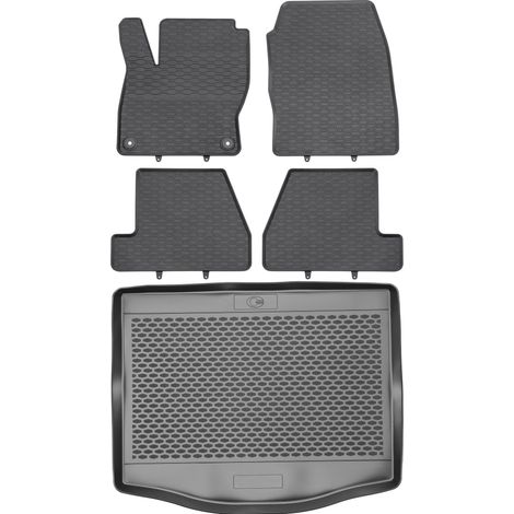 Juego de alfombrillas de goma para coche y alfombrilla para maletero para Ford Focus III Hatchback (2011-2017).