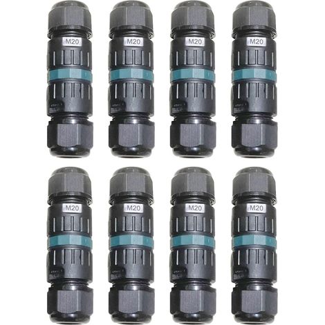 Kabelverbinder Wasserdicht IP68 für Ø5-12 mm Kabeldurchmesser, 3-polig Erdkabel Verbindungsmuffe Abzweigdose, Verteilerdose Außen Schwarz für Garten, Outdoor, Boden, Dach (3-polig 8p)