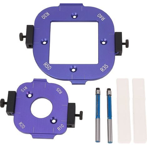 Jeu de gabarits d'angle avec 2 mèches de fraisage, gabarit de localisation de rayon, outils de coupe à l'arc pour le travail du bois, R10 R15 R20 R25 R30 R35 R40 R50 (1/5)