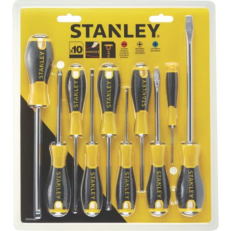 Stanley – Set de 10 tournevis cruciformes – Empreinte PH et PZ – Longueur 75 à 175 mm – Tige en chrome-vanadium – SKU STHT060211