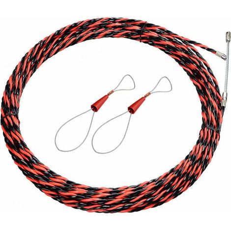 Aiguille d'électricien 50 m, aiguille à dénuder les fils électriques, aiguille à dénuder les fils électriques de 5 mm de diamètre, installation de câble rétractable et rallonge flexible en acier spira (1/4)