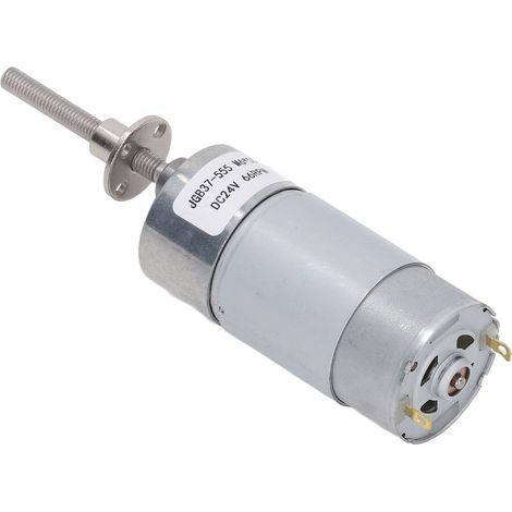 Moteur à engrenages JGB37-555, 24V CC, axe fileté M6x50mm, bride incluse, 66 tr/min, idéal pour automatismes et robotique. (1/5)