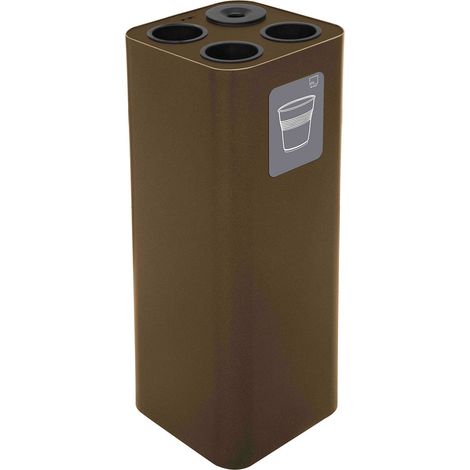 Pattumiera a Bidone da 60 L 30,2x30,2x 82,5 cm 3 Scomparti Tubolari e 1 Vaschetta in Acciaio Verniciato Corten