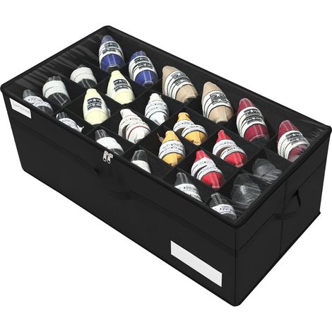 Organisateur de Chaussures pour le Placard, Convient à 24 Paires, Grandes Boîte Rangement Chaussures, Range Chaussure Transparente et Pliables, Boîtes à Chaussures avec Poignées Renforcées, Noir (1/5)