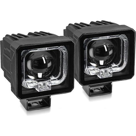 Projecteurs LED carrés de 7,6 cm (3 pouces) pour conduite tout-terrain, antibrouillards et feux de travail pour camions, SUV, quads et SSV (lot de 2). (1/5)