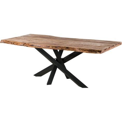 Table à manger 200x100x79 en bois de Sheesham naturel sablé / pieds Mikado anthracite mat FREEFORM 5