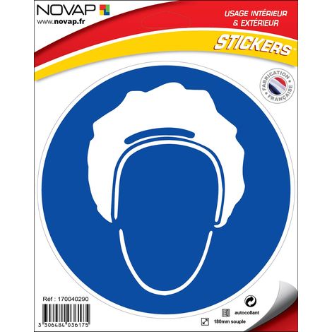 Panneau Bonnet de protection obligatoire - Vinyle adhésif Ø180mm - 4036175