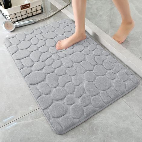 Tapis de Bain en Mousse à mémoire de Forme - Tapis de Douche Absorbant - Tapis de Bain décoratif - Tapis antidérapant pour Salle de Bain et Salon - 40 x 60 cm - Gris Clair