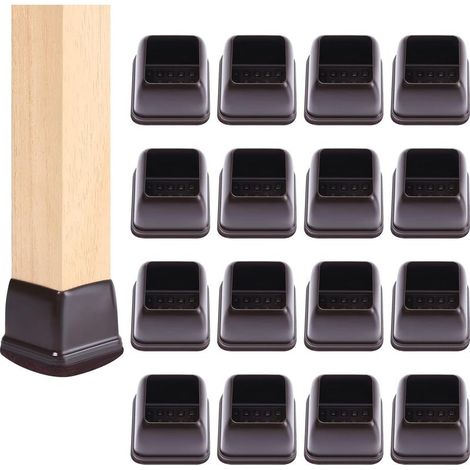 Ensemble de 16 protections carrées pour pieds de chaise - Embouts de pieds de chaise - Protections pour pieds de meubles - Avec feutre - Convient aux coins de table de 28 à 35 mm (1/5)