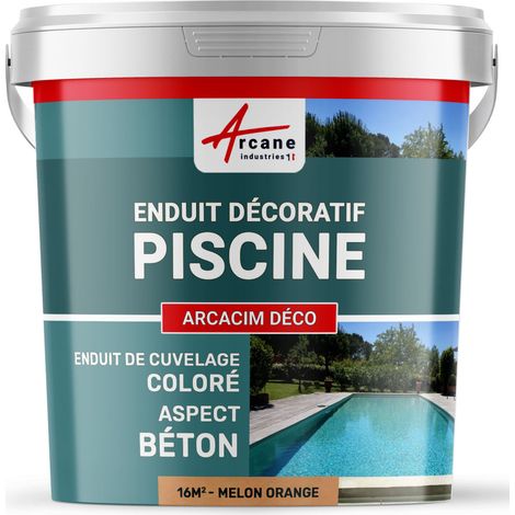 Décoration, piscine, enduit de cuvelage, finition béton ciré : Arcacim déco - 16 m² Melon Orange - ARCANE INDUSTRIES