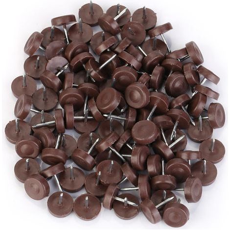 Lot de 100 patins de protection antidérapants pour meubles (canapé, chaise, table), clous de fixation, 18 mm x 5 mm (1/4)