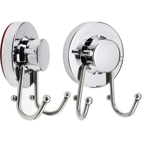 Set of 2 Stainless Steel Suction Cup Hooks for Bathroom and Kitchen – Water and Rust Resistant – 6 kg Load Capacity (1/5)
