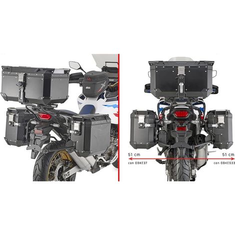 Kappa 2025/05 monokey CAM portapacchi laterale per Honda CRF 1100 L Africa Twin '20-'25 / Adventure Sport '20-'24 - Borse laterali POD KVG K'voyager ALU - destra KVGS33 con intaglio