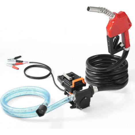 Pompe Transfert Carburant Électrique Portable 12 V CC 15 GPM 56 L/min 1/4 CV Buse de Carburant Arrêt Automatique, Long Tuyau Entrée et Sortie, pour Mélange d'Essence, Diesel, Kérosène, Méthanol (1/5)