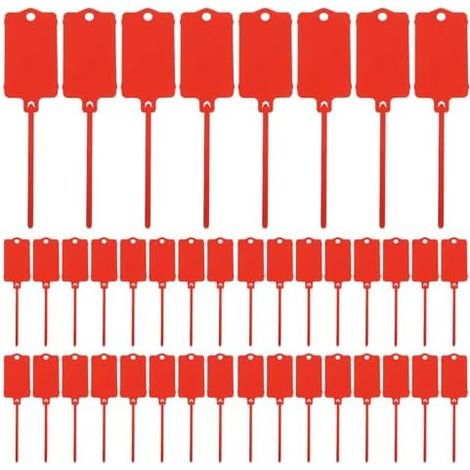 200 Pièces Étiquettes de Marquage Réutilisables Rouge en Pp avec Attaches Résistantes à L'usure, Installation Facile pour Organisation Intérieure et Extérieure - (1/5)