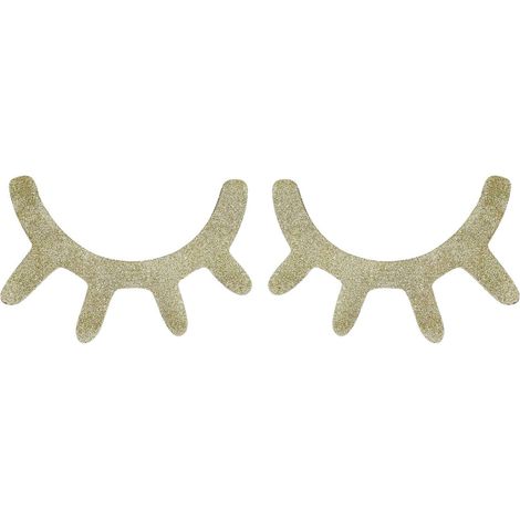 Eyelash Wall Decor - Wooden Sleepy Eyelash Decal - Nursery Bedroom Living Room Decoration - 2 Pieces - 16 x 5 x 0.6 cm (1/5)