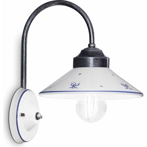Applique Classica Asti Ottone E Ceramica Nero Sfumato Argento 1 Luce E27 (1/5)