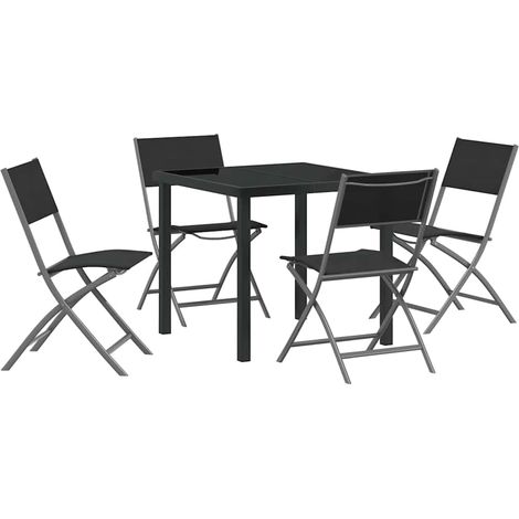 Maison Exclusive - Ensemble de salle à manger pour jardin 5 pcs Noir (1/5)