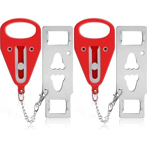 Lot de 2 verrous de porte, verrous de sécurité pour portes intérieures, verrous portables d'autodéfense, verrous de voyage pour chambres d'hôtel et salons (1/5)