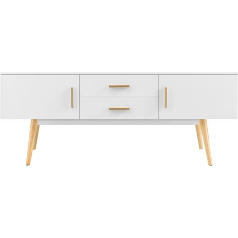 Fernsehtisch Alavus 140x40x56 cm Weiß en.casa
