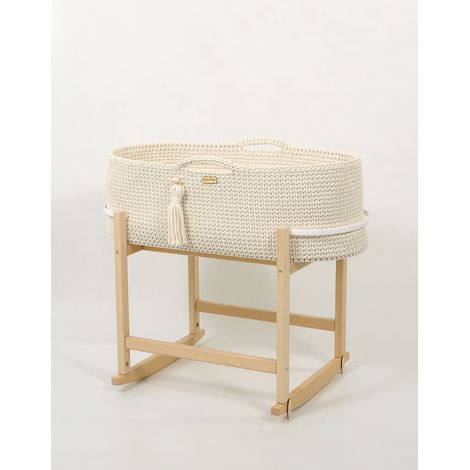 Moisés bohemio artesanal hecho a mano con cuna - color crema (1/5)
