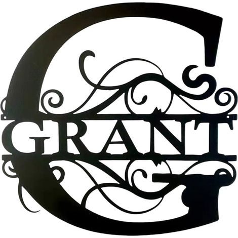 Iron Ornament - 21-Letter Initial Wall Sign - Black Metal Wall Hanging Decoration - Indoor Outdoor Use - 1 Piece (1/5)