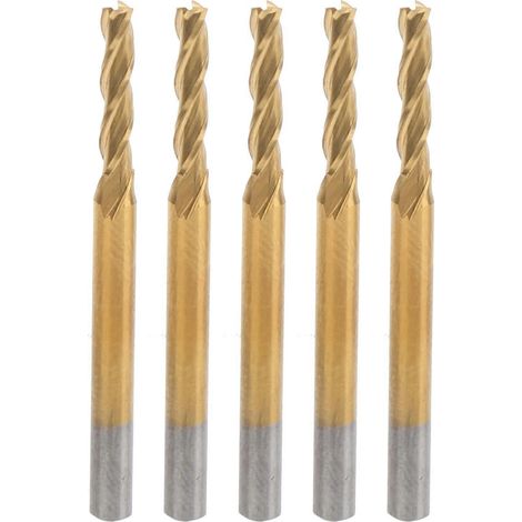 5-teiliger Schaftfräser, 3-schneidig, Rundschaft, titanbeschichtet, CNC-Bearbeitungswerkzeug, 3,175 x 2,5 x 12 x 40