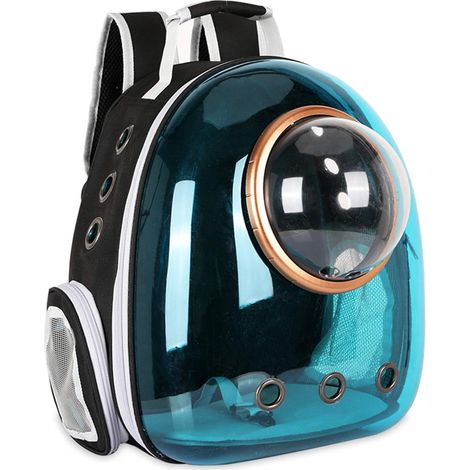 Pet Space Capsule Backpack, Small Medium Cat Puppy Dog Carrier, Transparent Breathable Heat Proof, Pet Carrier for Travel Hiking Walking Camping, Blue (1/4)