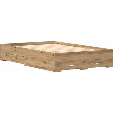 Lit double,Lit adulte,Cadre de lit avec tiroirs chêne artisanal 120 x 200 cm CFW9162277 (1/5)