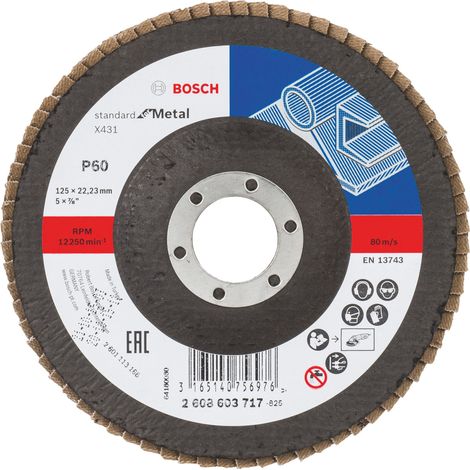 Bosch 2608603717 Disco abrasivo de láminas X431 Standard Metal 125mm recto FV G60 10 uds (1/4)