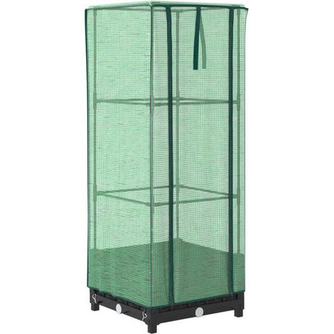 Pot de fleurs surélevé avec couvercle aspect osier, dimensions : 40 x 40 x 123 cm (1/5)