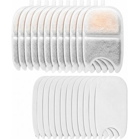 Filtres pour fontaine à eau pour chat, lot de 12 avec 24 tampons en mousse, de rechange pour fontaine sans fil de 4 L (1/5)