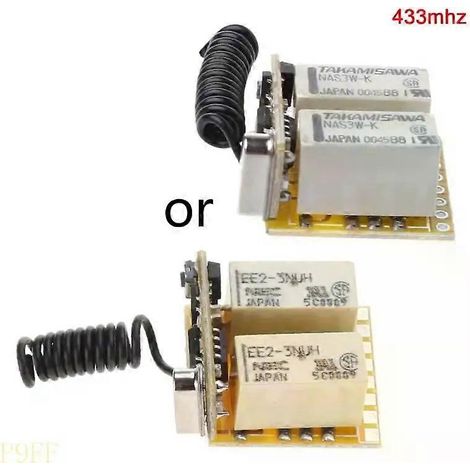 1 panneau de commande sans fil RF à deux voies avec interrupteur LED pour module de commutation de relais 3-12 V CC 433 MHz pour porte de garage ou portail (1/4)