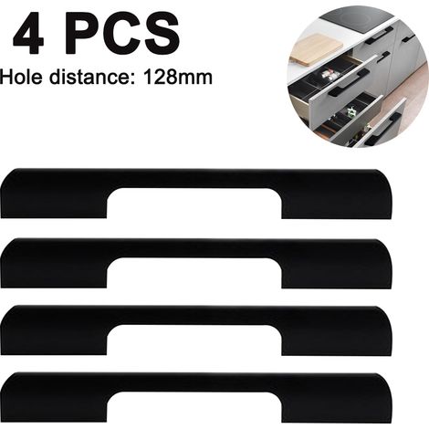 Poignées de meubles (lot de 4), finition mate poignées en acier inoxydable pour portes de placards de cuisine, poignées de rampe à vis, finition mate (1/5)