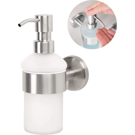 Seifenspender aus Glas & Edelstahl, matt