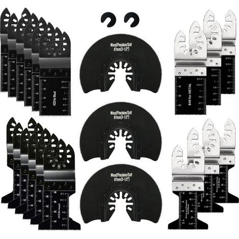 Lame per sega oscillante - Set di accessori multiutensile da 23 pezzi Adatto per plastica, legno, metallo - universale Fein Multimaster - Dremel - Bosch - Makita - Dewalt