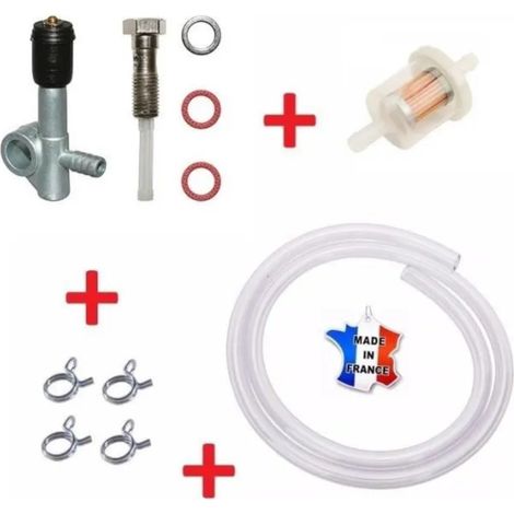 Cyclingcolors – Kit essence universel – Robinet à tirette MBK 88 – Durite, filtre et collier de serrage pour mobylette – Entretien moteur