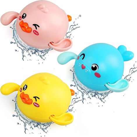 Jouets de bain flottants à remonter pour enfants de 1 à 3 ans - Lot de 3, canard et créatures marines - Jeu de piscine et de douche pour garçons et filles (1/5)