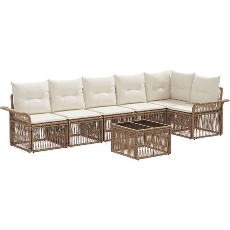 vidaXL Set Divano da Giardino 7 pcs Beige polyrattan