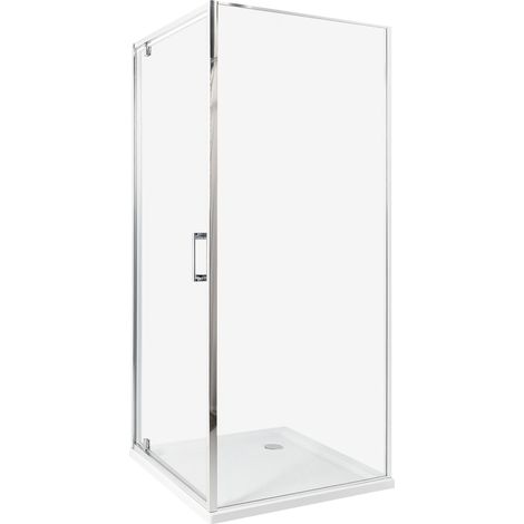 Box Doccia Vetro Temperato Cornice argento Porta Singola 80 x 80 x 185 cm Darli