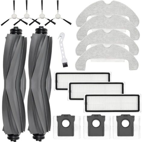 Accessoires pour Dreame D10 Plus Gen 2 Robot aspirateur pièce de Rechange, 2 Brosses à Rouleau + 4 Chiffon + 4 brosses latérales + 3 filtres + 3 Sac à poussière