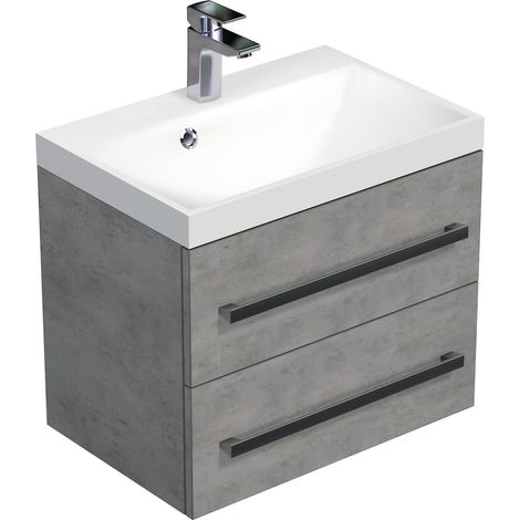 Naturel Meuble de salle de bain avec lavabo Naturel Cube Way 60x53x40 cm béton (CUBE260ZBE) (1/3)
