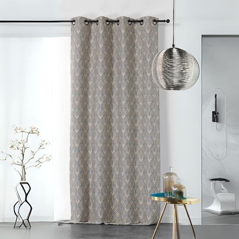 Rideau art décoratif en jacquard Bleu 140x245 cm (1/2)