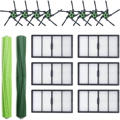 Repuestos para aspiradora robot Roomba s9+ (9550) S9 (9150), 1 juego de cepillos de goma multisuperficie, 6 filtros HEPA, 8 cepillos de barrido de bordes para iRobot Roomba s9+ (9550) S9 (9150) (1/5)