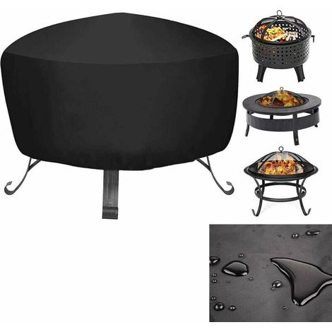Telo di copertura protettivo per braciere rotondo, chiusura con coulisse, impermeabile, antivento, resistente ai raggi UV, tessuto Oxford 80 x 65 cm, adatto per forni, tavoli e sedie da pranzo e giard