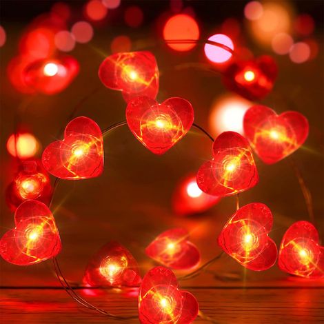 Guirlande lumineuse LED en forme de cœur, 300CM 30LED, guirlande lumineuse en forme de cœur alimentée par piles, guirlande lumineuse en forme de cœur pour la Saint-Valentin, mariage, anniversaires (1/5)
